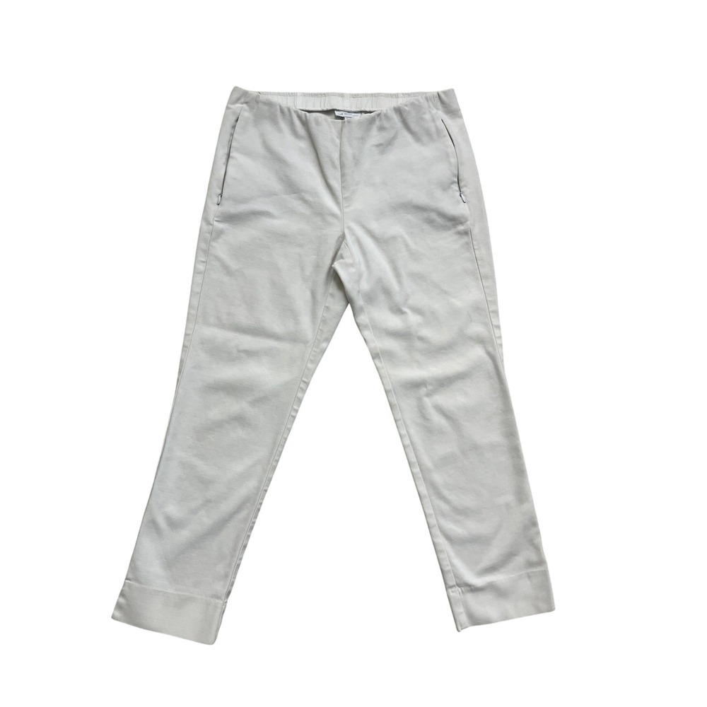 J.‎ Jill Essential Cotton Stretch Pants Off-White Straight Leg Side Zip 6 Petite